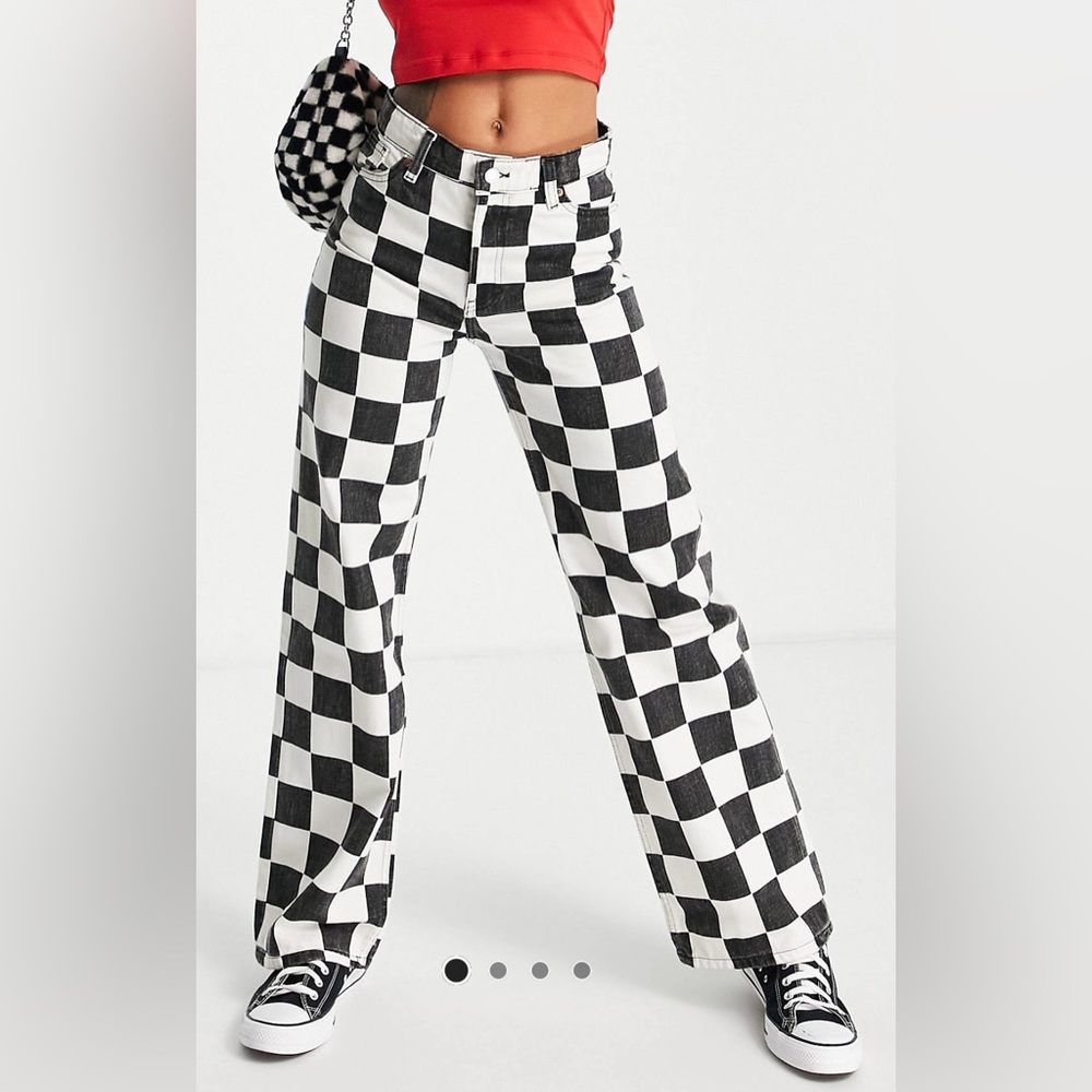 COPY - MONKI YOKO - CHECKERBOARD WIDE LEG JEANS